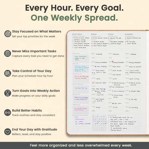 Hourly Planner & Appointment Book (8.5” x 11”) - Premium Hourly Planner with Daily Schedule & 30-Minute Time Slots for Better Time Management by PRODUCTIVITY STORE (A4, Brown) - color: Leather