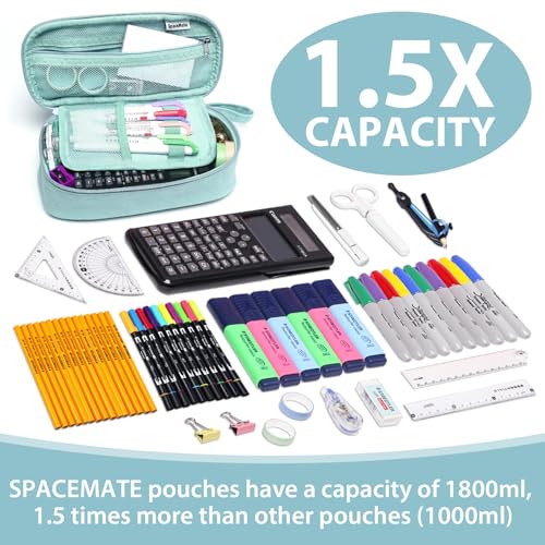 SPACEMATE Pencil Case Pouch Box Bag School Supplies Girls Boys Kids, Cute Preppy Stuff Large Big Capacity Aesthetic Pen Organizer, Back to College Stationary, Eggshell Blue, Heavy Duty Canvas, 1800ml - color: Eggshell Blue