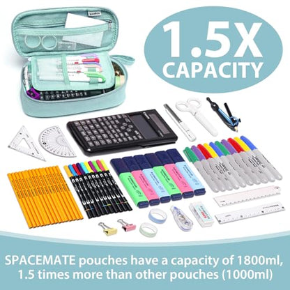SPACEMATE Pencil Case Pouch Box Bag School Supplies Girls Boys Kids, Cute Preppy Stuff Large Big Capacity Aesthetic Pen Organizer, Back to College Stationary, Eggshell Blue, Heavy Duty Canvas, 1800ml - color: Eggshell Blue
