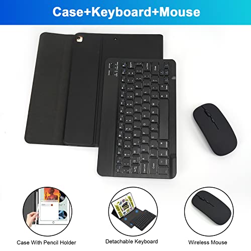 SOPPY Bluetooth Keyboard Case with Mouse for iPad 9th Gen 2021, 8th Gen 2020, 7th Gen 2019 10.2", Air 3 & Pro 10.5", Detachable Wireless Keyboard, Slim Protective Cover, Rechargeable, Black - color: Black, size: 10.2 & 10.5 inch