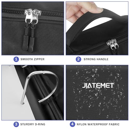 3 Ring Zipper Binder Bag for 700+ Sheets Capacity Detachable Backpack Straps & Shoulder 14 Inch Laptop for and Office（Black - color: Dark Black