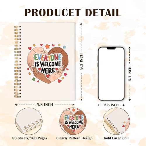 Diversity Inclusion Teachers Spiral Notebooks, Everyone is Welcome Here Equality Journal for Writing, End of Year Teacher Appreciation Gifts Notebook for Note Taking, 5.5x8.3 Inch - color: Diversity Inclusion Teachers