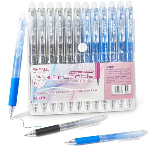 12Pcs Retractable Erasable Gel Pens Clicker,Fine Point 0.7mm Smooth Writing Pens,For Writing Journaling Taking Notes School Office Home. (6Black+6Blue) - color: 6Black+6Blue