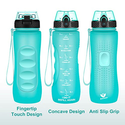 24 OZ Motivational Kids Water Bottle With Time Marker,Straw Lid,Leak Proof, Tritan BPA Free Sports Water Bottle Green(1 Lid) - color: Green