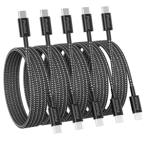 USB C to USB C Cable 5Pack 6FT 60W Nylon Braided Type C Fast Charging Cable | For iPhone 17/16/15 Pro Max, Samsung Galaxy S26/S25/S24 Ultra, MacBook & iPad. USBC to USBC Cable Gifts for Men