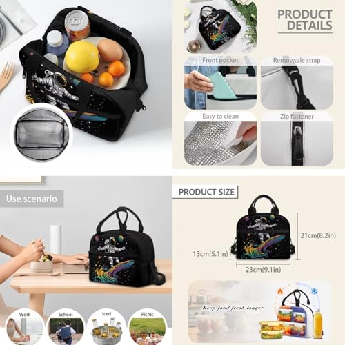 Galaxy Astronaut Backpack for Boys Girls Kids Backpack with Lunch Box Water Bottle Bag and Big Pencil Pouch 4PCS Soft Bookbag with 1 Compartments for School 17 inch Sturdy School Bag Gifts - color: Astronaut