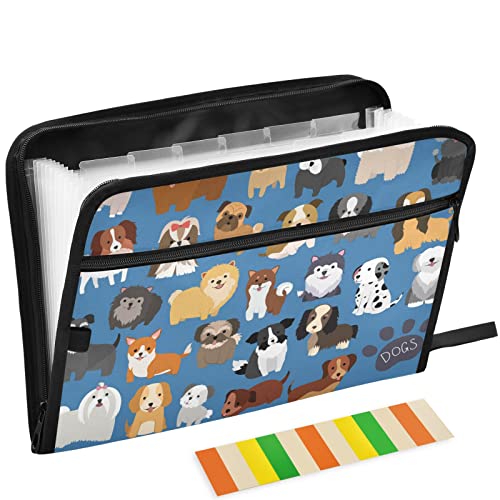 Cute Dogs 13 Pockets Expanding File Folder with Sticky Labels Accordion File Folder Document Organizer Letter Size A4 Papers Expandable File Keeper - color: Multicolor 11