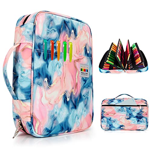 YOUSHARES Organizer Color Pencil 300 Slots - Pen Case Organizer with Handy Wrap & Zipper, Multilayer Holder for Prismacolor Colored Pencils & Gel Pen (Quicksand Pink) - color: Quicksand Pink