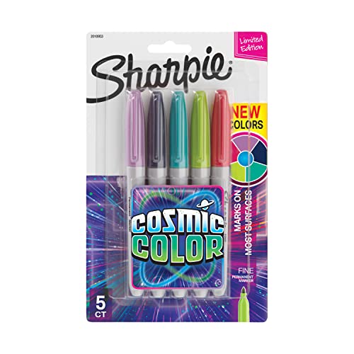Sharpie Permanent Markers, Fine Point, Cosmic Color, Limited Edition, 5 Count - size: 5 Count (Pack of 1)