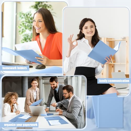 Gueevin 24 Pcs Plastic Folders with Pockets, Back to School Two Pocket Folder Fit Letter Size, Heavy Duty School Business Card Holder for Home Office, 11. 61 x 9. 45 Inches (Haze Blue) - color: Haze Blue