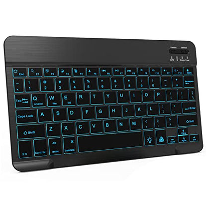 7 Color Backlit Bluetooth Keyboard for iPad 11th 10th Gen, iPad Pro M4 13 12.9 11 inch, iPad Air M3 M2 5th 4th Generation, iPad Mini iPhone Rechargeable Android Tablet Phone Wireless Keyboard (Black)