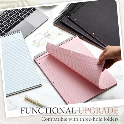 MotiMind 10 Pack 8.5" x 11" Top Spiral Notebook with 3 Hole Punched Light Colors Legal Pads College Ruled Notepad 50 Sheets Hard Cardboard Paper Wirebound Notepad for Office School Business - color: Light Colors