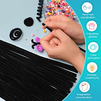Iooleem 200pcs Black Pipe Cleaners, Chenille Stems, Pipe Cleaners for Crafts, Pipe Cleaner Crafts, Art and Craft Supplies. - color: Black, size: Small Pack