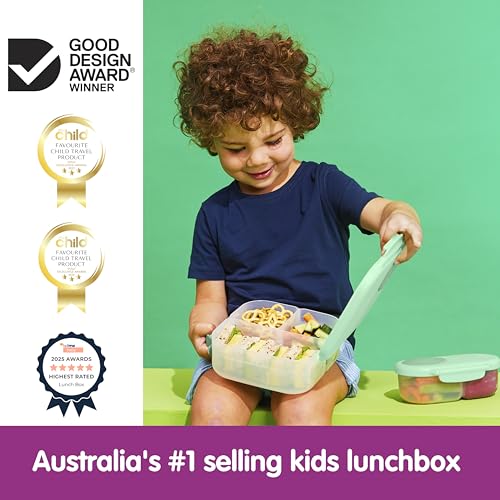 b.box Mini Lunch Box Kids | 4.25 Cup Leak Proof Bento Box for Kids Ages 3+ | 3 Compartment Snack Containers, School Lunch Container, Dishwasher Safe, BPA-Free, PFAS-Free - Spearmint - color: Spearmint, size: 1-pack