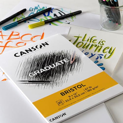 Canson Graduate Bristol Pad, Foldover, 5.5x8.5 inch, 20 Sheets | Artist Paper for Adults and Students - Drawing, Sketching, Markers and Art Journaling - size: 5.5x8.5 inch