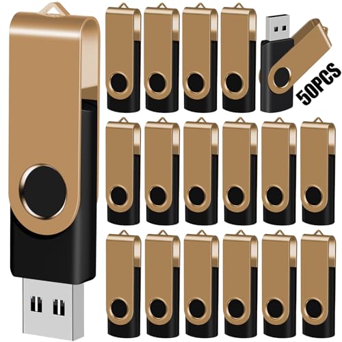 2GB 50-Pack USB Flash Drives Bulk EASTBULL USB 2.0 Thumb Drive,Gold | Swivel Pen Drive with Lanyards for Data Storage 2GB 50 Packs Bulk Thumb Drives, Gold - color: 50PCS-Gold, size: 2GB