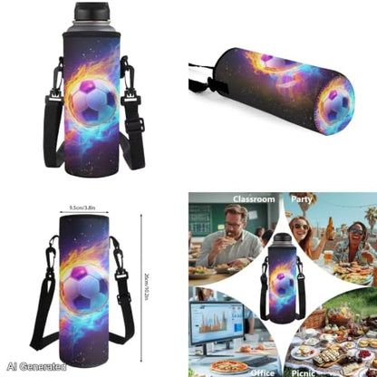 Flaming Soccer Backpack for Boys Girls 4-18 Kids Backpack with Lunch Box and Aesthetic Pencil Case 4 in 1 Set Bookbag for Elementary Kindergarten Large Capacity School Bag with Compartments - color: Flame Soccer