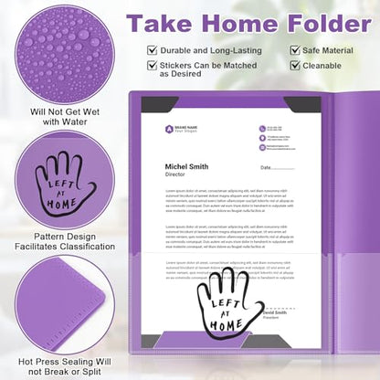 Henoyso 24 Pcs School to Home Folder with Pocket Plastic Heavy Duty Clipboard Folder with Clear Front Pocket Homework Take Home Folders for School Students Parent Teacher Communication(Purple) - color: Purple