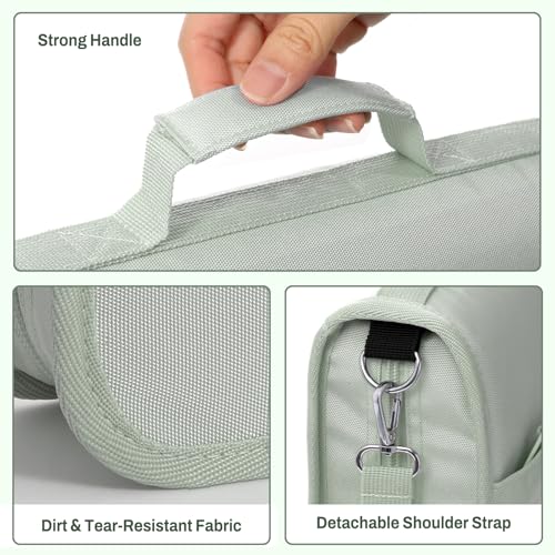 SUNEE Zipper Binder 3 Ring, 3 Inch O-Ring with Handle and Shoulder Strap, 600-Sheet Capacity, 5-Tab Expanding File Folder, Multi-Pockets for Middle School Organizer Binder with Zipper, Sage Green - color: Sage Green
