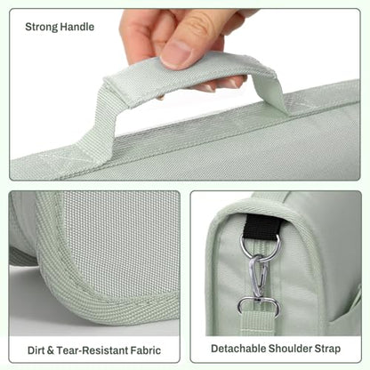 SUNEE Zipper Binder 3 Ring, 3 Inch O-Ring with Handle and Shoulder Strap, 600-Sheet Capacity, 5-Tab Expanding File Folder, Multi-Pockets for Middle School Organizer Binder with Zipper, Sage Green - color: Sage Green