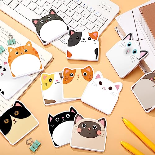 Yinder 24 Pads Cute Cat Sticky Notes Kawaii Animal Sticky Notes Pads Bulk Fun Cartoon Memo Pad Self Adhesive Tab Back to School Gift for Teacher Student Classroom Veterinary Cat Office Supplies - style: Cats