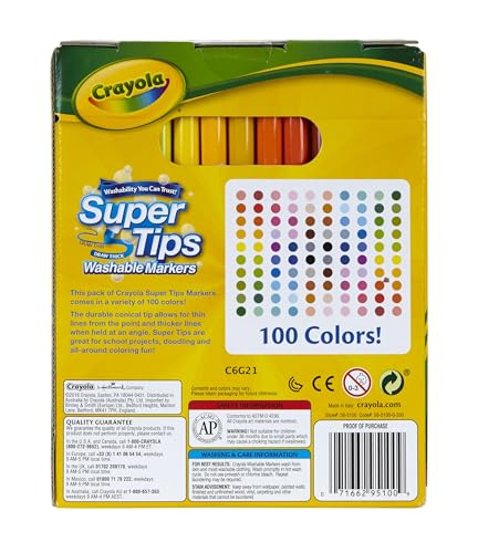 Crayola Super Tips Marker Set (100ct), Fine Point Washable Markers, Teacher Must Haves, Back to School Supplies for Kids & Adults, Art Supplies, Ages 3+ - size: 1 Count (Pack of 1)