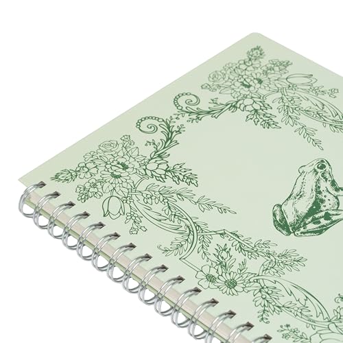 Pearhead Spiral Hardcover Notebook 8x10.5 – Frog Toile College-Ruled Writing Journal with 200 Lined Pages, Perforated Paper for School, Work & Notes - color: Green Frog Spiral Notebook