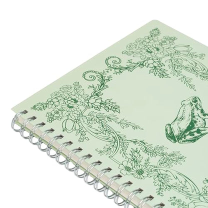 Pearhead Spiral Hardcover Notebook 8x10.5 – Frog Toile College-Ruled Writing Journal with 200 Lined Pages, Perforated Paper for School, Work & Notes - color: Green Frog Spiral Notebook
