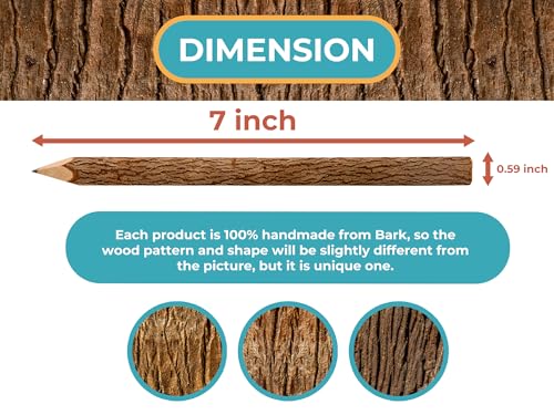 BSIRI Black Pencils Wood Pack of 12 in 7 Inch Tree Bark Wooden Favors in Rustic Twig Pencils Unique Gifts Camping Lumberjack Decorations Party Supplies Novelty Gifts as Natural Pencil - style: 7 Inch long
