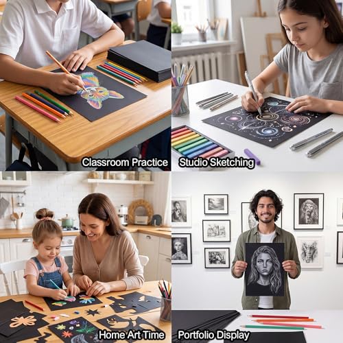 30 Sheets Black Cardstock, 140lb/230gsm Heavyweight Card Stock Art Paper Pad, 8.3"x 11.7" Black Paper for Sketching, DIY Projects, Invitations and Drawing