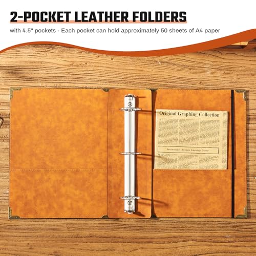 Ovesmusl PU Leather 3 Ring Binder Fits 8.5"x11" Letter Size Paper, 2 Inch Round Ring Binder Holds 500 Sheets, Notepad Paper Cover Loose Leaf Organizer, Black Tree - color: Black Tree, size: 2" Ring