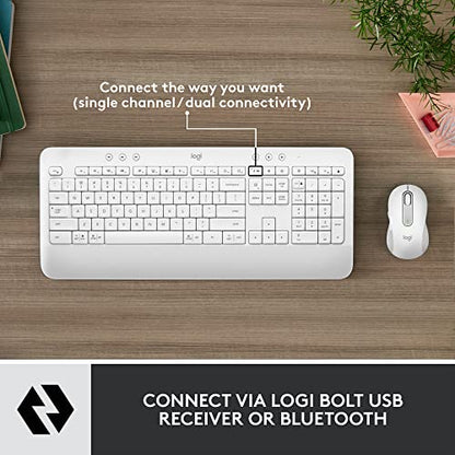 Logitech Signature MK650 Combo for Business Keyboard and Mouse - Off-White | Logi Bolt, Bluetooth, SmartWheel, for Business, Globally Certified, Windows/Mac/Chrome/Linux - color: Off White, style: Combo w. Small Mouse