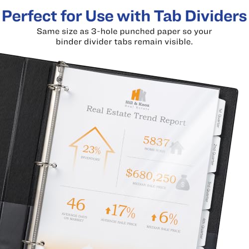 Avery Diamond Clear Page-Size Sheet Protectors, Pre-Punched for Use with Tab Dividers, Top Load, 50 Document Protectors (74203)
