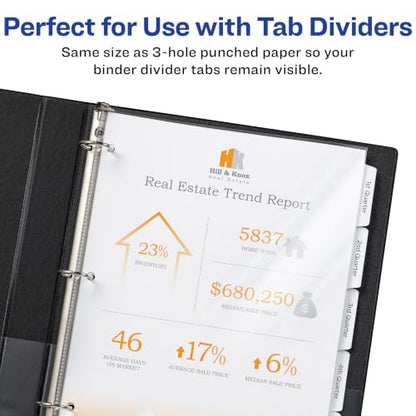 Avery Diamond Clear Page-Size Sheet Protectors, Pre-Punched for Use with Tab Dividers, Top Load, 50 Document Protectors (74203)