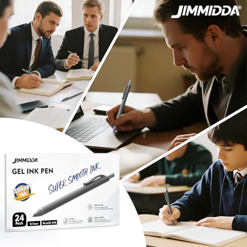 Gel Pens Black, 108 Pack Bulk 0.7mm Fine Point Smooth Retractable | Smooth Writing, Quick-Drying No Smudge, Long-lasting, Retractable, Journaling, Note Taking, School, Office, Students Adults - color: 108 Pack-Bulk