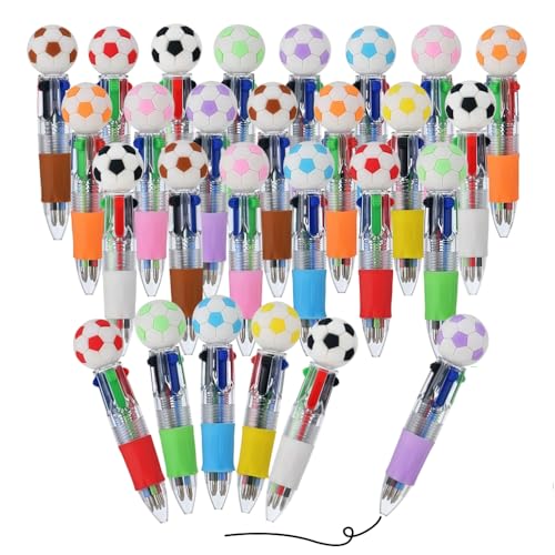 30 Pcs Mini Multicolor Ballpoint Pens, 4-in-1 Kawaii Soccer Ball Topper Pens, Assorted Color Novelty Pens for Students, School Supplies, Birthday Gifts, Party Favors & Classroom Rewards - color: Soccer Multicolor