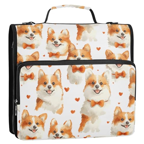 3 Ring Zipper Binder Funny Cartoon Dog Binders Bag with Shoulder Strap 500 Sheets Paper Organizer Trapper Keeper Documents Storage File Folder for School Office - color: A108