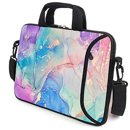 AMARY 13" 13.3" laptop sleeve chromebook case adjustable shoulder strap with handle accessory pocket (Marble-1) - color: Marble-1