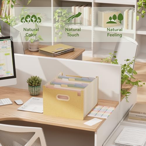 EcoStash 12 포켓 아코디언 파일 오거나이저, 밀짚 파일 폴더, 업라이트 & 오픈 탑, 월간 지폐 영수증 오거나이저, 100% BPA 프리, 자연으로 돌아가기, 레터/A4 사이즈 - 밀 옐로우 - color: 밀 옐로우, size: 12 Pockets