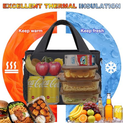 Artelaris Insulated Lunch Bag for Women,Leak-Proof Cooler Lunch Box, Cooling Tote for Adult,with 7 Pockets,Adjustable Strap(15 Liters) - color: Black