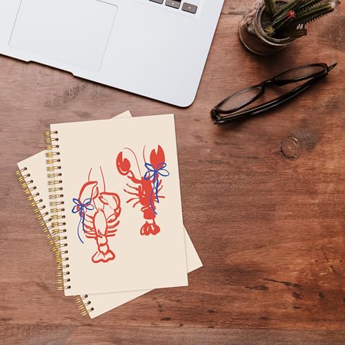 KAOWT Lobster Ocean Notebook Journal, Beach Lobster Notebooks for Note Taking, Beach Gifts for Women Journal, Coastal Ocean Hardcover Spiral Notebook 5.5x8.3in - color: Summer notbook-cray
