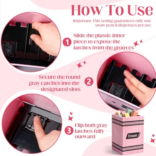Pencil Dispenser for Classroom, 2Pcs Classroom Organization Set, Interactive Pencil Holder with Eraser Holder, Pencils Station for Teacher & Student, Teacher Must Have, Back to School Supplies(Pink) - color: Pink