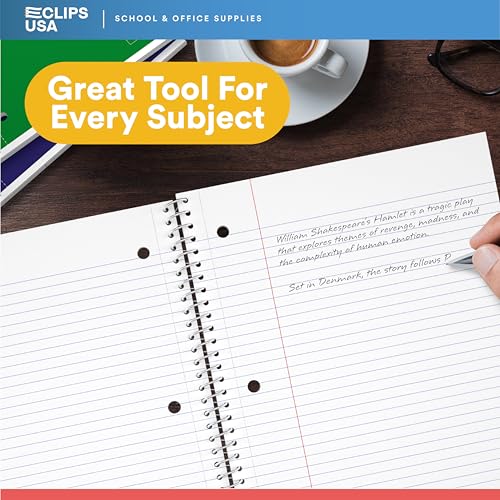 E-CLIPS USA College Ruled Spiral Notebooks Bulk Spiral Bound Notebooks for Work 1 Subject Notebook 70 sheets 140 pages 8.5" x 11" (24 pack) - size: 24 Pack