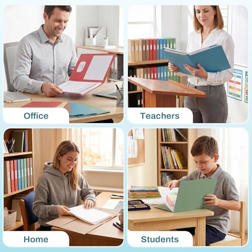 SUNEE Folders with Pockets (25 Pack, Warm Blue), 2 Pocket Folders Fit Letter Size, Paper File Folder for School Office Home Business, Textured Paper - color: Warm Blue, style: 25-Pack