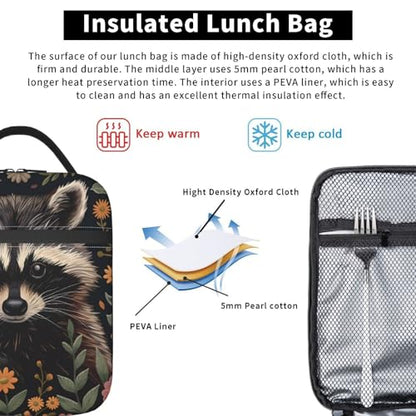 Insulated Lunch Box for Kids Boys Girls, Reusable Lunch Bag for School, Office, Work, Picnic, Travel, Raccoon Lunch Box - color: lunch box 87