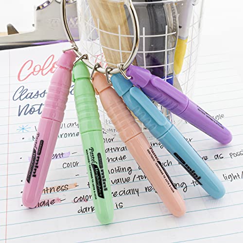 BAZIC PRODUCTS Mini Pastel Highlighters, Chisel Tip, 5 Count, 2-Pack | Quick-dry, assorted pastel mini highlighters, compact, cap clip, non-toxic ink, ASTM D-4236, odorless