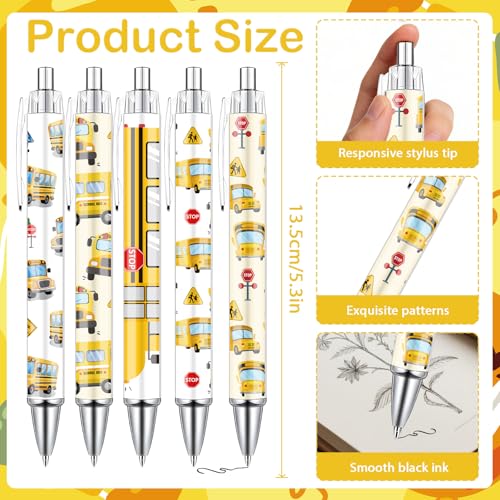 School Bus Driver Ballpoint Pens 10 Pcs Bus Driver Appreciation Gifts Pens Set Inspirational Retractable Writing Ball Point Pen Thank You Gift for Employee Coworker Office Supplies - style: 10 Pcs School Bus Driver