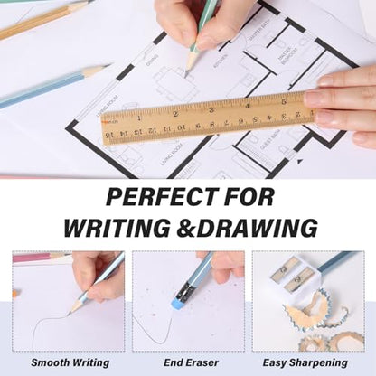 TecUnite 120 Pcs HB Pencils #2 Unsharpened Wood Cased Pencils with Eraser Hexagonal Pencil Cute Graphite No 2 Pen for Adults Gifts Exam School Office Sketching Learning (Multicolor) - color: Multicolor