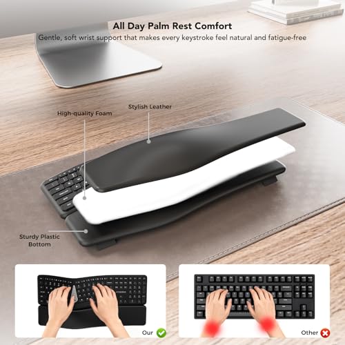 KYSONA Ergonomic Keyboard Mouse Wireless Combo, Full Size Bluetooth Split Keyboard with Wrist Rest, 4 Level DPI Ergo Mouse for Windows Mac OS Computer, Black - color: Black
