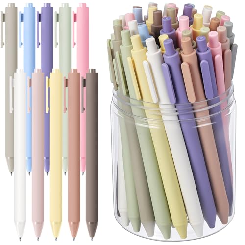 Crtiin 50 Pcs Gel Pens Bulk, 0.5mm Fine Point Black Ink Pen with Assorted Colored Retractable Quick Dry Pens for Office Teacher, Journaling, Server, Classroom, Back to School Supplies (Pastel Colors) - color: Pastel Colors